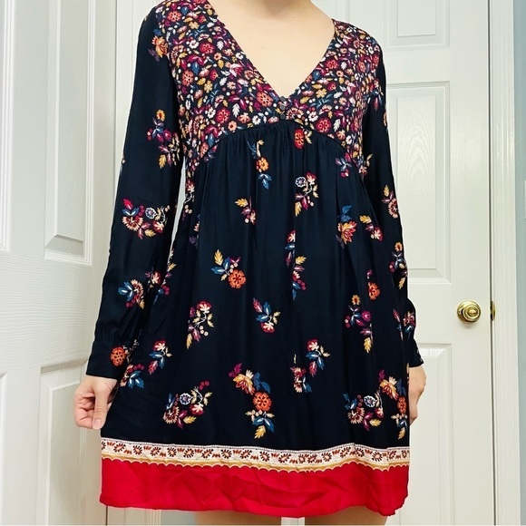 Sezane Dress Mini Daphna Floral Long Sleeve Boho Casual Colorful Size 38 Small - Picture 7 of 7